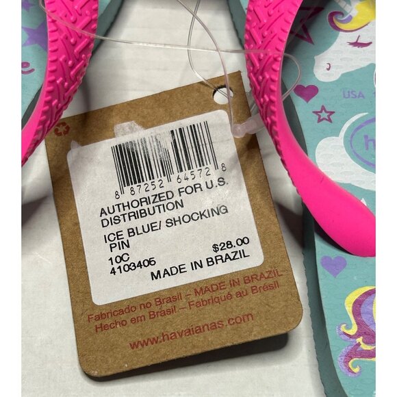 Havaianas Unisex Child Slim Unicorn Flip Flop Rubber Girl 10 Sandal Pink Blue Ne - Picture 8 of 9